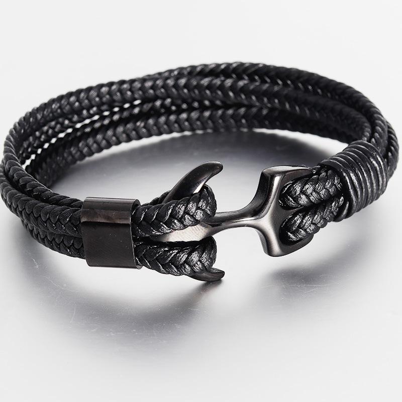 Vintage Anchor Leather Bracelet