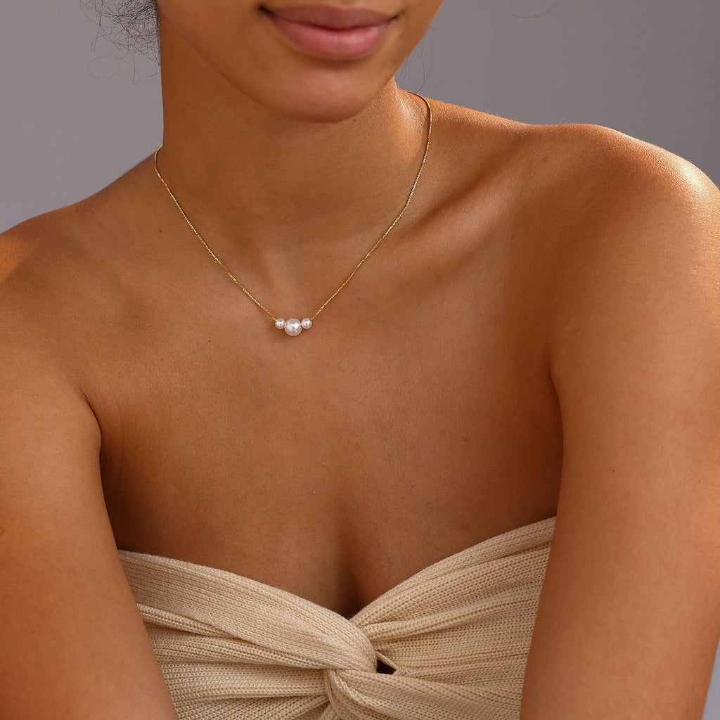 Elegant Titanium Steel Pearl Snake Chain Necklace