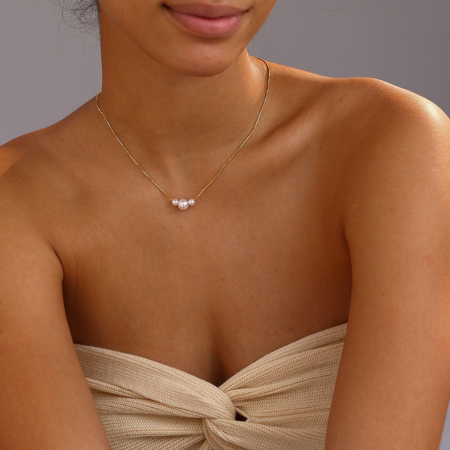 Elegant Titanium Steel Pearl Snake Chain Necklace