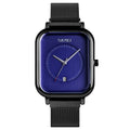 Fashionable Mens Square Business Quartz  Mesh-Strap Waterproof Calendar Watch