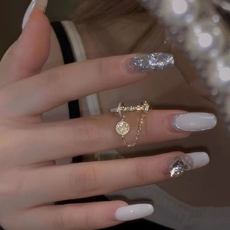 2PC Y2K Bling Zircon Open Ring, Korean & Japanese Style