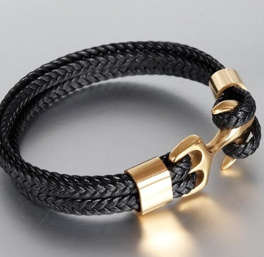 Vintage Anchor Leather Bracelet