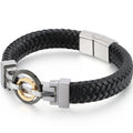 Stainless Steel Vintage Men's Titanium Leather Bracelet