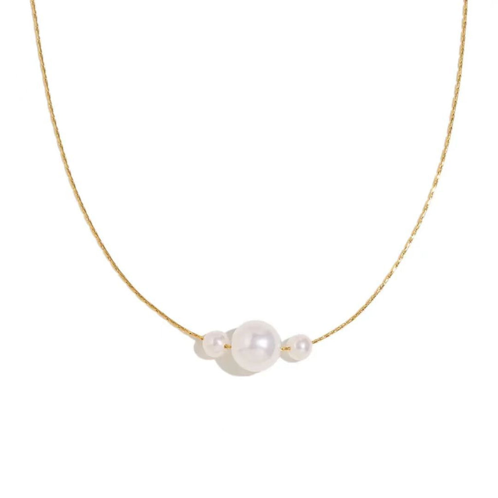 Elegant Titanium Steel Pearl Snake Chain Necklace