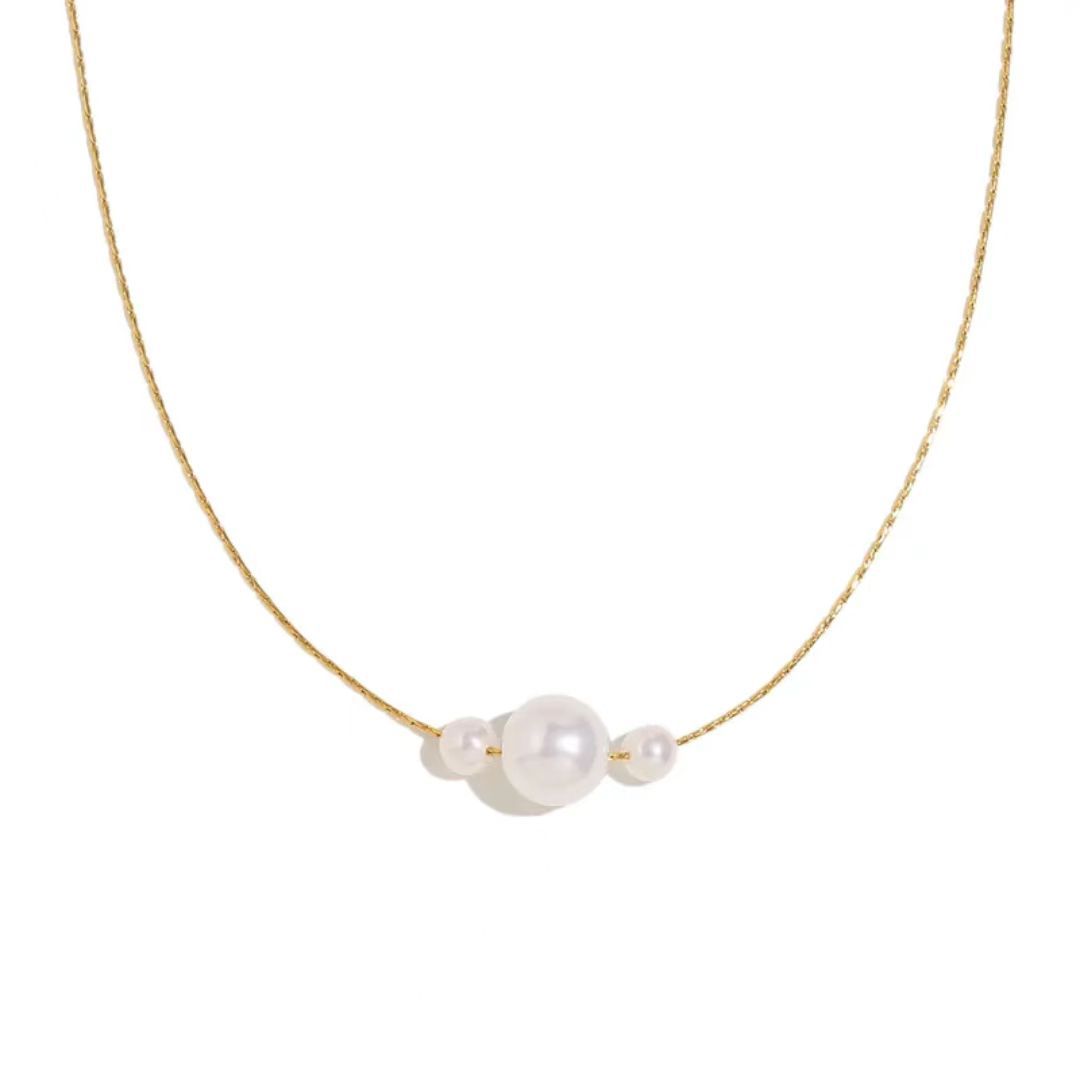 Elegant Titanium Steel Pearl Snake Chain Necklace