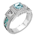 Jewelry Oil-drop Inlay Aquamarine Diamond Zircon Ring
