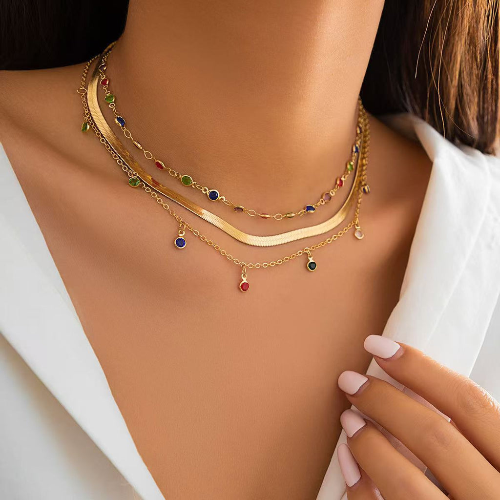 Euro-American Cross-Border  Crystal Star-Shaped Clavicle Necklace