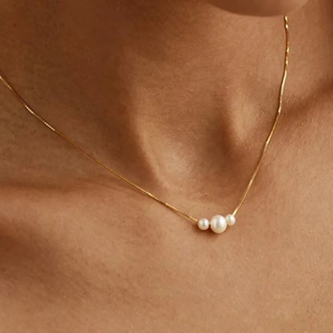 Elegant Titanium Steel Pearl Snake Chain Necklace