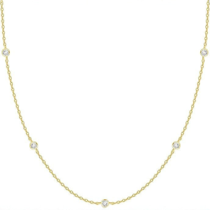 14k Solid Gold Plated Personalized Rhinestone Necklace For Women