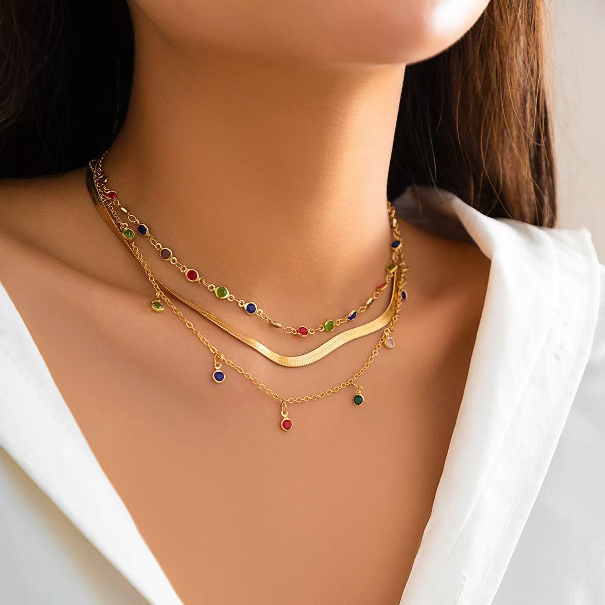 Euro-American Cross-Border  Crystal Star-Shaped Clavicle Necklace