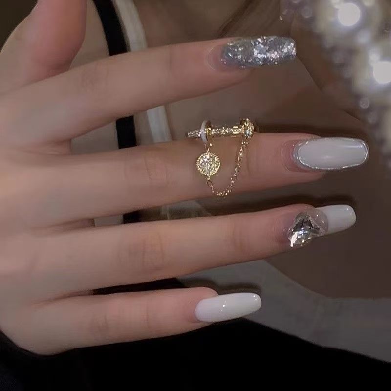 2PC Y2K Bling Zircon Open Ring, Korean & Japanese Style
